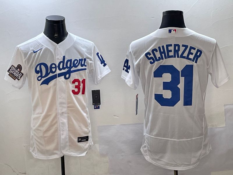 Men Los Angeles Dodgers 31 Scherzer White Elite 2025 Nike MLB Jersey style 3201
